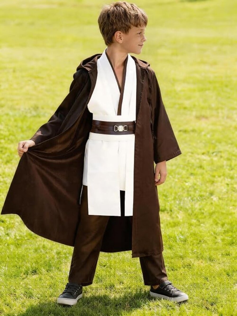 Cosplay Costume Tunic Hooded Jedi Knight Robe Suit Size 150 (Kids M 10-12)